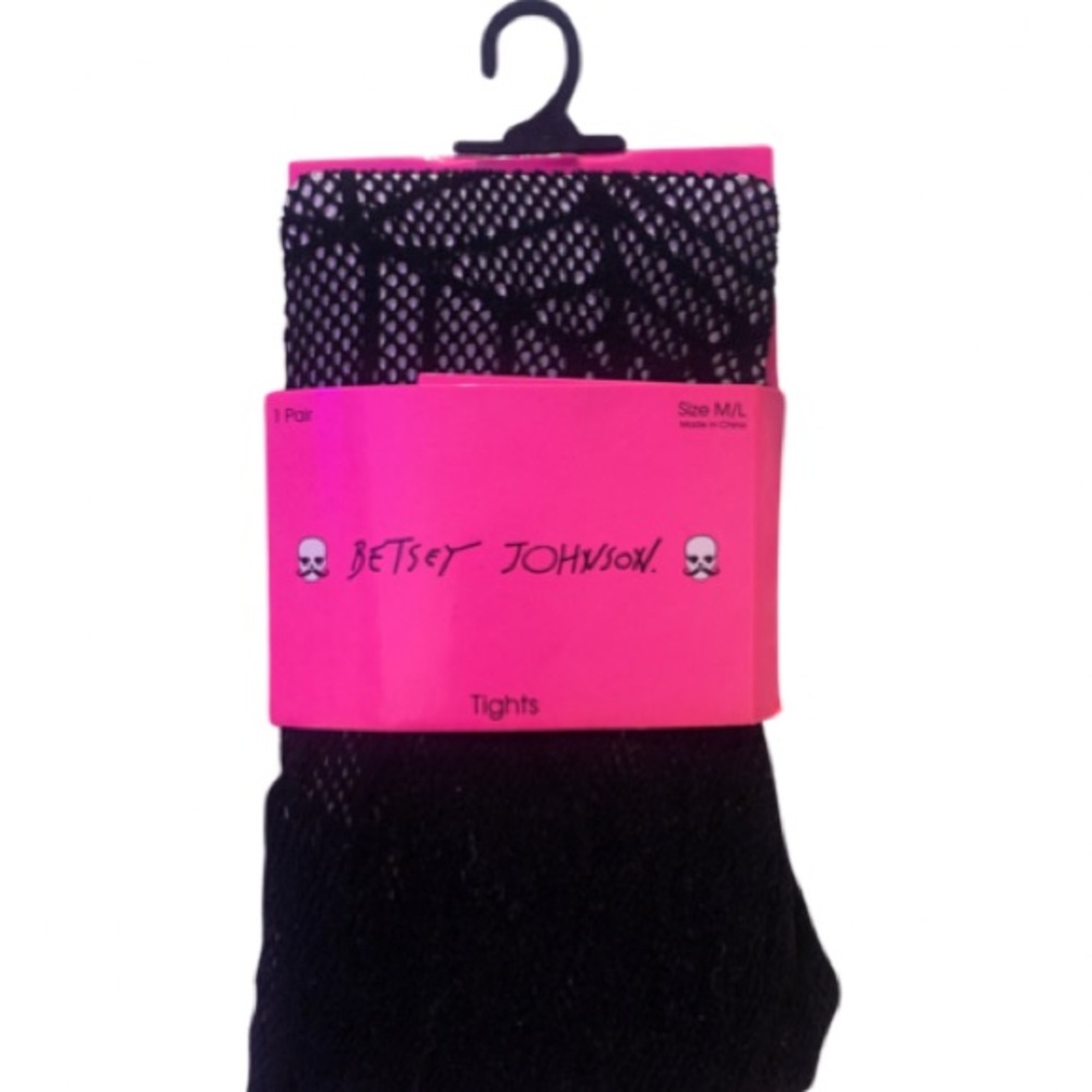 NWT Betsey Johnson Black Spiderweb Fishnet Tights